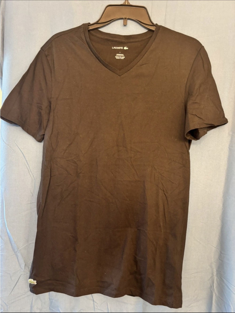 Lacoste women's Black V-Neck Short Sleeve Tee